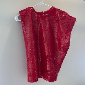 Sparkly red Amanda Uprichard Top, XS, Never worn, Asymmetrical